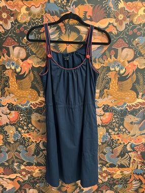 Theory Navy Midi Dress with Red Piping